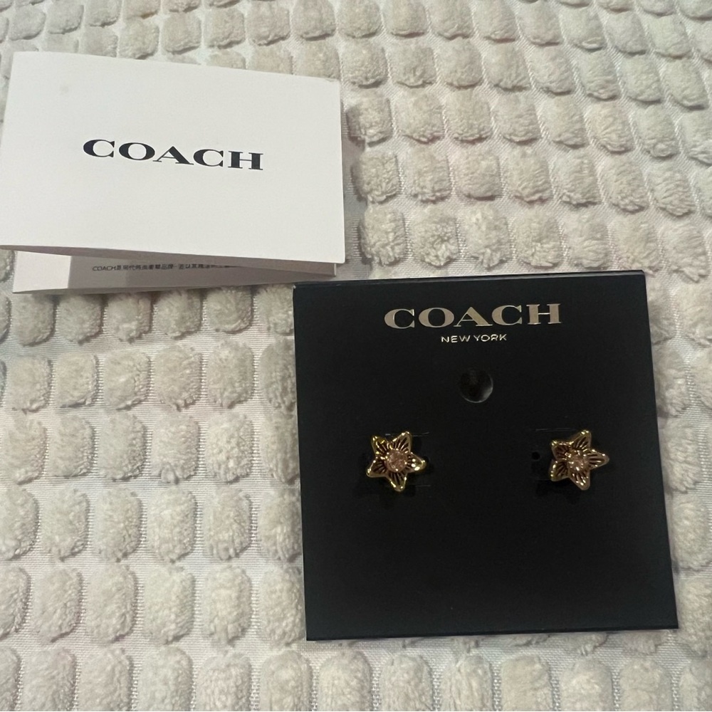 Coach Gold Flower Stud Earrings